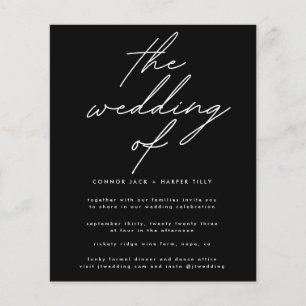Budget Wedding Invite Detail QR Code BLACK Modern Flyer