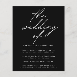 Budget Wedding Invite Detail QR Code BLACK Modern Flyer