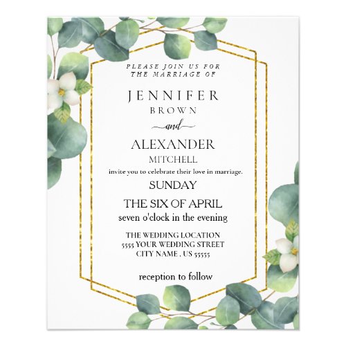 Budget Wedding Invite Rustic foliage eucalyptus  F Flyer