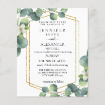 Budget Wedding Invite Rustic foliage eucalyptus F