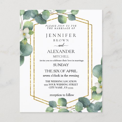 Budget Wedding Invite Rustic foliage eucalyptus  F Flyer