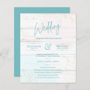 BUDGET Wedding Invite Teal Pink Gold Abstract