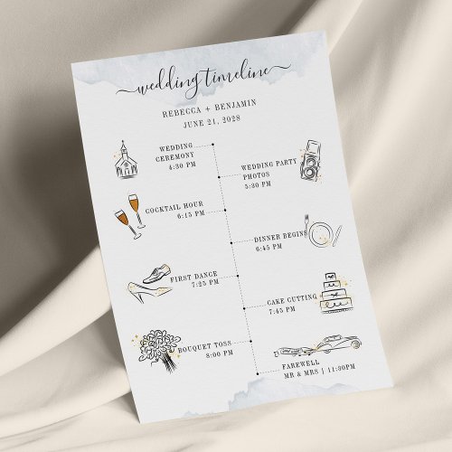Budget Wedding Itinerary Modern Icons Program Card