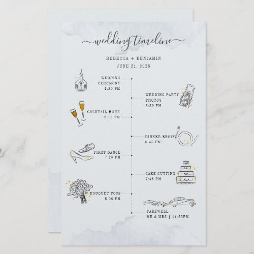 Budget Wedding Itinerary Modern Icons Program Card