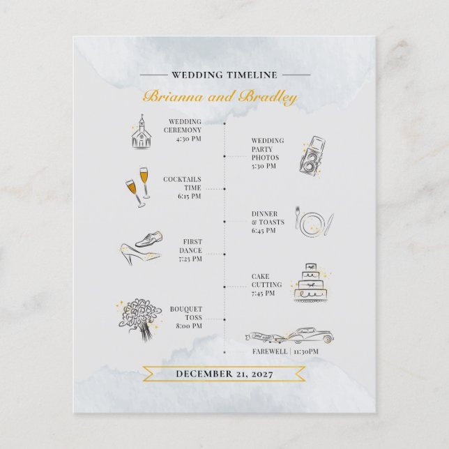 Budget Wedding Itinerary Welcome Timeline (Front)
