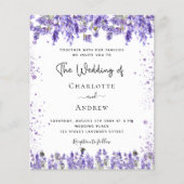 Budget wedding lavender violet glitter invitation (Front)