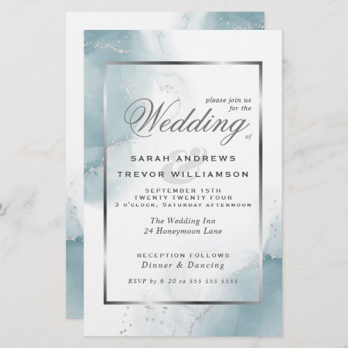 Budget Wedding Light Teal Blue Silver Abstract