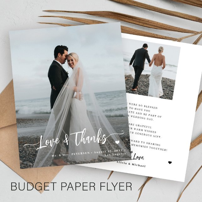 Budget wedding love and thanks 2 photo thank you flyer (Creator Uploaded)