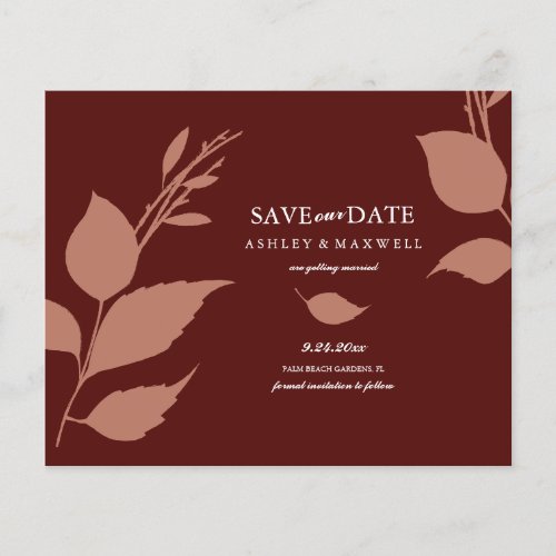 Budget Wedding Maroon Save The Date Flyer