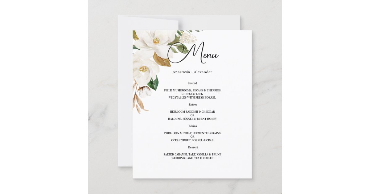 Budget WEDDING MENU. Zazzle