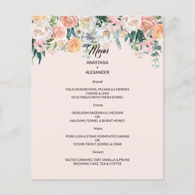 BUDGET WEDDING MENU. FLYER (Front)