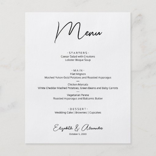 Budget Wedding Menu Flyer Zazzle