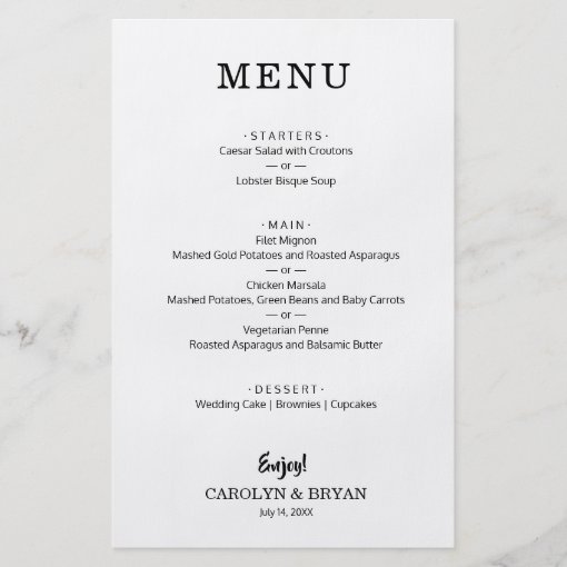 Budget Wedding Menu Flyer Zazzle