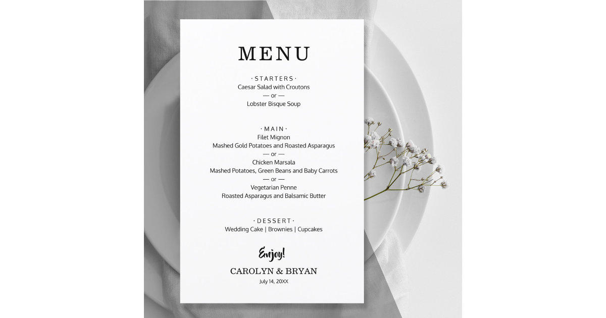 Budget Wedding Menu Flyer Zazzle