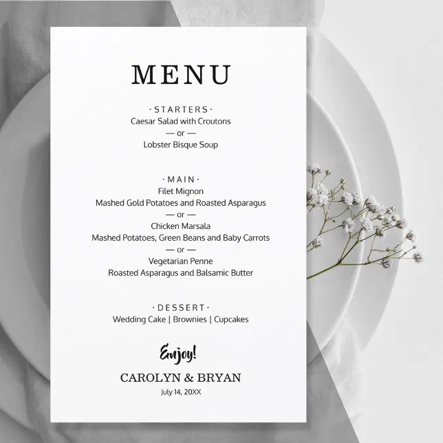 Budget Wedding Menu Flyer Zazzle