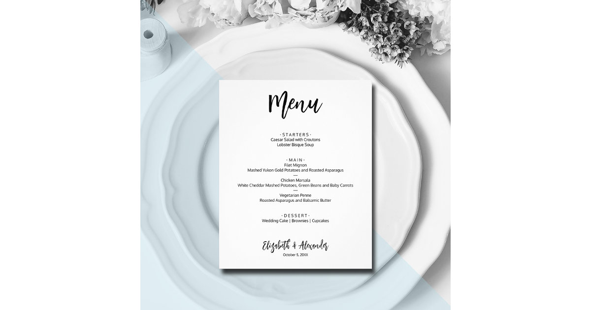 Budget Wedding Menu Flyer Zazzle