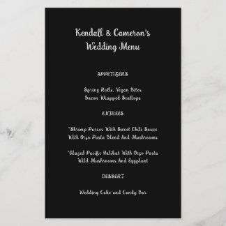 Budget Wedding Menu Solid Black Flyer