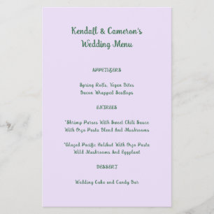 Budget Wedding Menu Solid Lavender Flyer