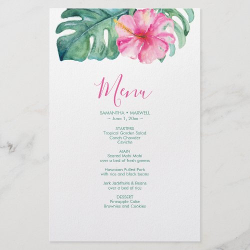 Budget Wedding Menu Tropical Hibiscus Flyer