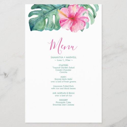 Budget Wedding Menu Tropical Hibiscus Flyer