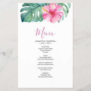 Budget Wedding Menu Tropical Hibiscus Flyer