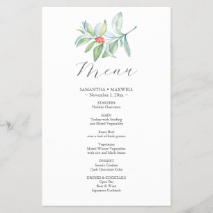 Budget Wedding Menu Winter Botanicals Flyer