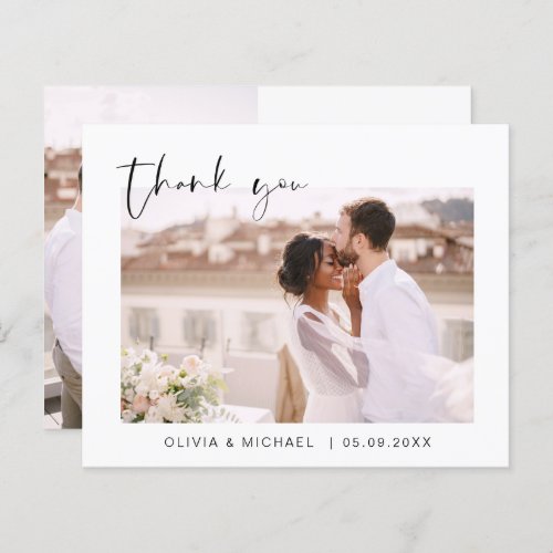 Budget Wedding Minimalist Photo Thank You Cards