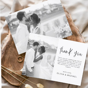 Budget Wedding Minimalist Photo Thank You Cards Flyer