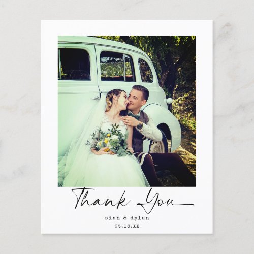 Budget Wedding Minimalist Script Photo Thank You Flyer