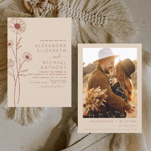 Budget Wedding Minimalist Terracotta Photo Floral Flyer