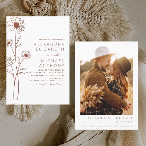 Budget Wedding Minimalist Terracotta Photo Floral Flyer