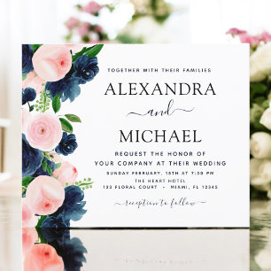 Budget Wedding Navy Blue Blush Pink Floral