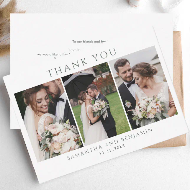 Budget Wedding Photo Collage Thank You Note Card | Zazzle