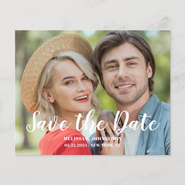 Budget Wedding Photo Flat Save The Date  (Front)
