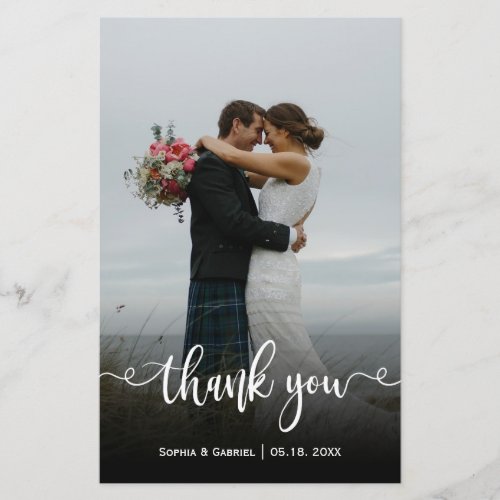 Budget Wedding Photo Hand Lettered Thank You Card