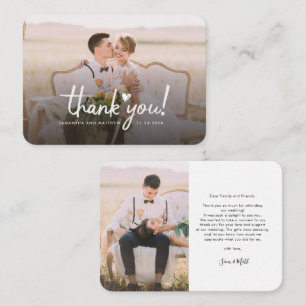 Budget Wedding Photo Hand-Lettered Thank You Card