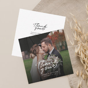 Budget Wedding Photo Hand-Lettered Thank You Note Card
