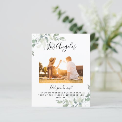 BUDGET Wedding Photo Location Table Number