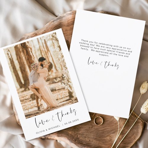 Budget Wedding Photo Minimalist Thank You Card