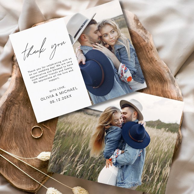 Budget Wedding Photo Minimalist Thank You Card Flyer (Creator Uploaded)