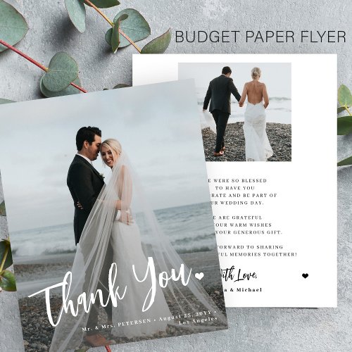 Budget wedding photo overlay 2 photo thank you flyer