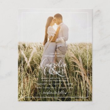 Budget Wedding Photo Overlay Sage Monochrome       Flyer by invitationz at Zazzle