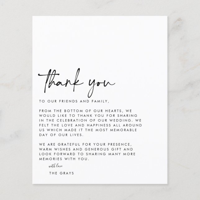 BUDGET Wedding Photo Thank You Card Flyer (Front)