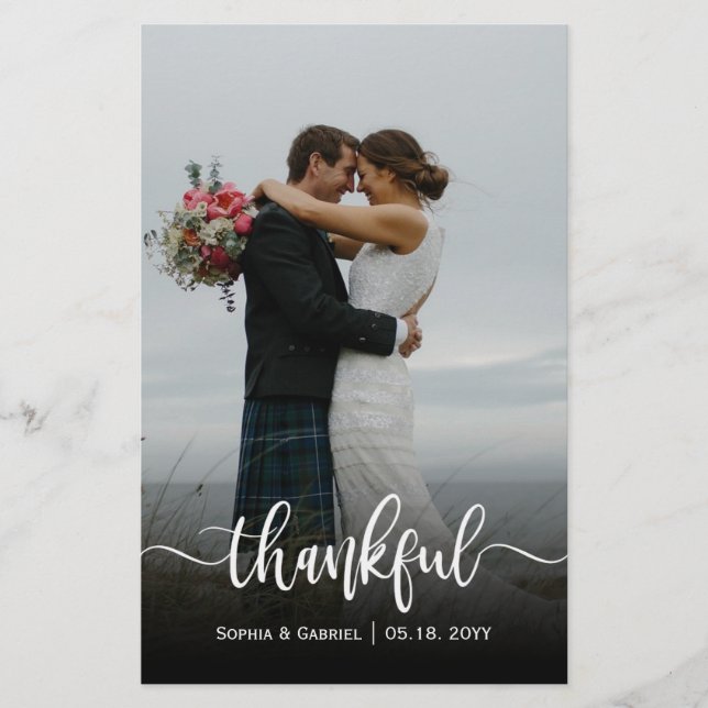 Budget Wedding Photo Thankful Thank You Card (Front)
