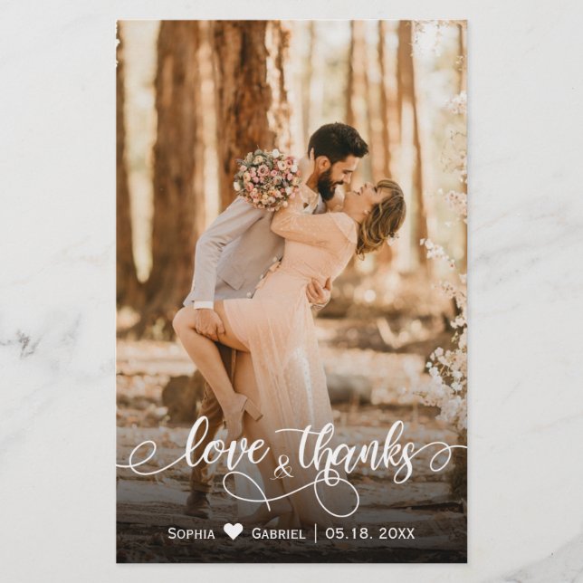 Budget Wedding Photo Typography Thank You Card (Front)