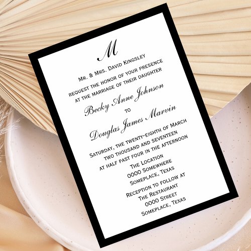 Budget Wedding Invitation Pick Border Color White