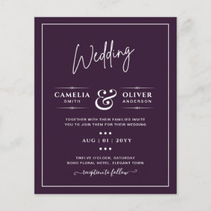BUDGET Wedding PLUM PURPLE Monochrome Simple Flyer
