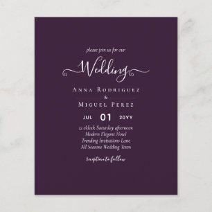 BUDGET Wedding PLUM PURPLE Monochrome Simple Flyer
