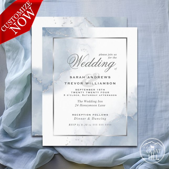 Budget Wedding Powder Blue Silver Abstract (Easy to Customize)