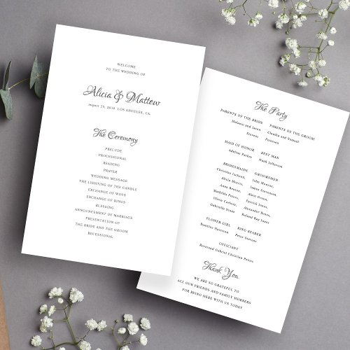 Budget wedding program elegant calligraphy flyer